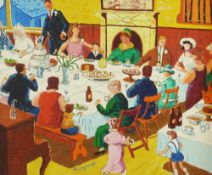 ?JOE SCARBOROUGH (b. 1938) OIL PAINTING ON CANVAS A wedding reception Signed and dated (19)71 lower