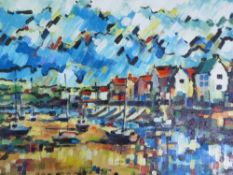 ?OLIVIA PILLING (Twentieth century) OIL ON CANVAS ""The Harbour at Wells, Norfolk"" Signed 23"" x