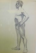 ATTRIBUTED TO L. S. LOWRY PENCIL DRAWING Study of a nude male Signed upper right 12"" x 8