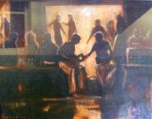 DAVID BARROW (B.1959) OIL ON ARTIST BOARD Northern Soul scene at Wigan Casino "Quick Change Artist"