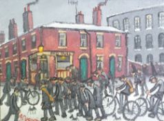 JAMES DOWNIE (1949) OIL PAINTING ON CANVAS `The Red Bull Public House` Signed 11 1/2"" x 15 1/4"" (