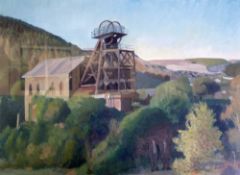 ROGER HAMPSON (1926-1996) OIL PAINTING ON BOARD ""Old Pit, Rhonda Valley"" Signed 17 ¾"" x 24"" (