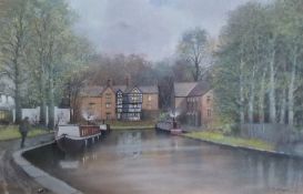 TOM BROWN (b. 1966) PASTEL DRAWING `Bridgwater Canal, Worsley` Signed lower right, titled verso 10