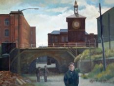 ROGER HAMPSON (1925 - 1996) OIL PAINTING ON BOARD `Sunnyside Mills, Bolton` Signed, numbered 414