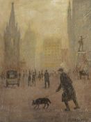 IN THE MANNER OF VALETTE OIL PAINTING ON BOARD `Albert Square, Manchester` bears signature lower
