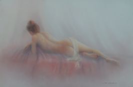 PETER WORSWICK (b.1960) PASTEL Reclining female nude `Isabella`  Signed, titled to label verso 15""