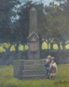 ROGER HAMPSON (1925 - 1996) OIL PAINTING ON BOARD `Buckley`s Monument Tyldesley` Signed; titled and