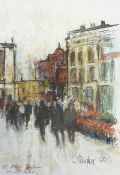 CONSTANCE TAYLOR (b.1937) MIXED MEDIA ""St. Ann`s Square, Manchester"" Signed and dated 2011 7 ½""