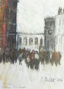 CONSTANCE TAYLOR (b.1937) MIXED MEDIA ""St. Ann`s Square, Manchester"" Signed and dated 2014 6 ¾""