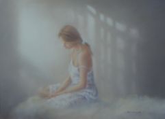 PETER WORSWICK (b.1960) PASTEL Seated female figure `Special Moments` Signed, titled to label verso