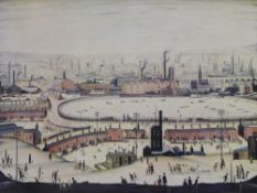 ?L.S. LOWRY (1887 - 1976) ARTIST SIGNED COLOUR PRINT `The Pond` Signed and guild stamped, an