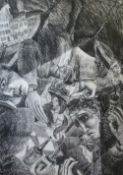 IAN BOTTLE (TWENTIETH CENTURY) CHARCOAL DRAWING ""Deliriums"" Signed and dated 1986 54"" x 38 ½"" (