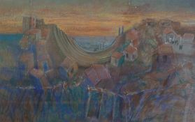 JOHN PICKING (fl. 1960s onwards) PASTEL DRAWING ON DARK TONED PAPER Italian landscape Signed and