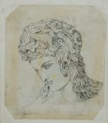ATTRIBUTED TO L. S. LOWRY PENCIL DRAWING  Portrait study of Annis Miller Signed and titled and