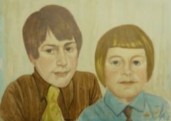 TOM DODSON WATERCOLOUR DRAWINGS Portrait of his grandsons Signed and dated (19)75 10"" x 13 1/2"" (