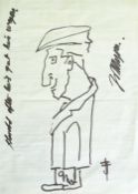 ?JOHN THOMPSON (1924 - 2011) FELT TIP PEN DRAWING ON PAPER `Harold after he`s got his wages`