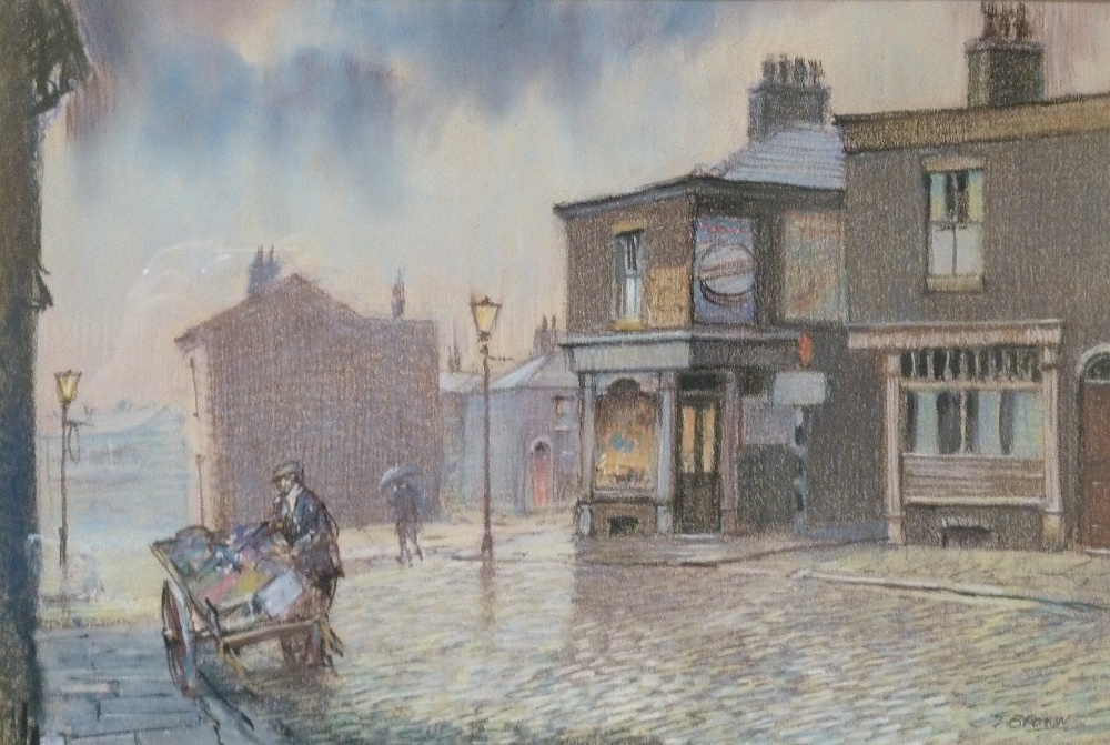 TOM BROWN (b. 1966) PASTEL DRAWING `Bury Street, Salford 3` Signed lower right, titled verso 14"" x