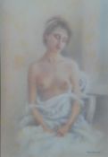 PETER WORSWICK (b.1960) PASTEL Seated, semi nude female figure  `Antoinette` Signed, titled to