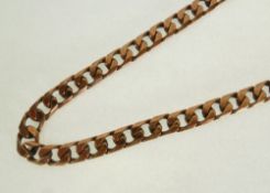A GENT`S HEAVY 9CT GOLD FLATTENED CURB PATTERN LINK NECKLACE, import mark London 1972, 50g