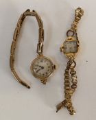 LADY`S CHALET, STAMPED 14CT GOLD CASED WRIST WATCH, 17 jewel movement, square silvered dial set with