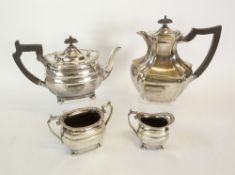 GEORGIAN STYLE ELECTROPLATED TEA SET OF 3 PIECES, of rounded oblong form with gadroon borders and