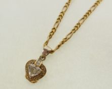 A DIAMOND SET HEART SHAPED PENDANT, the central claw set brilliant heart cut diamond 0.40ct approx.,
