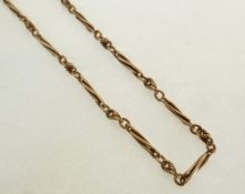 A 9CT GOLD FANCY TWISTED BAR LINK CHAIN NECKLACE, Birmingham 1999, 17g