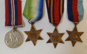 GROUP OF FOUR WORLD WAR II MEDALS, viz 1939 - 45 War Medal and three Stars, viz Atlantic, Burma