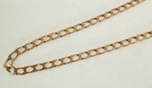 A GENT`S 9CT GOLD FLATTENED CURB PATTERN LINK NECKLACE, import mark Sheffield 1986, 13g