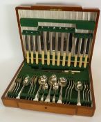 A WOOD CANTEEN CONTAINING A SIX PERSON ELECTROPLATE DINNER SERVICE, BY F. COBB & CO., including