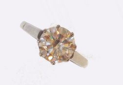 A SOLITAIRE BRILLIANT CUT DIAMOND RING, 1.88CT approx.,  Si1-Si2, with plain platinum band, 3.7g