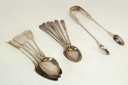 A PAIR OF WILLIAM IV SILVER SUGAR BOWS, BY JOHN COOK, Newcastle 1834, duty mark, A SET OF SIX