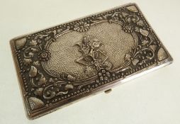 A JAVANESE STAMPED 800 STANDARD SILVER CIGARETTE CASE, with stamped decoration, 5 ½" (14cm) long,