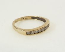 A 9CT GOLD RING, CANNEL SET WITH TEN SMALL DIAMONDS, Birmingham, 1.5g