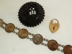 A BRACELET FORMED OF SEVEN SOULDERED SOUTH AFRICAN ZAR THREE PENCE COINS, 1893 and 1896, A 9CT