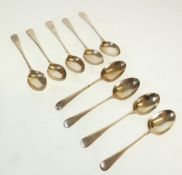 A SET OF NINE SILVER OLD ENGLISH PATTERN TEASPOONS, Sheffield 1930/1 and 1933/4, three different