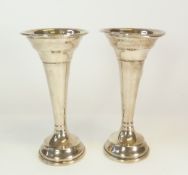 A PAIR OF WEIGHTED SILVER TRUMPET VASES, Birmingham 1990, 8.80oz gross