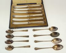 SET OF FOUR SILVER EGG SPOONS, with fan pattern handles, Sheffield 1947, FOUR CONTINENTAL 925 MARK