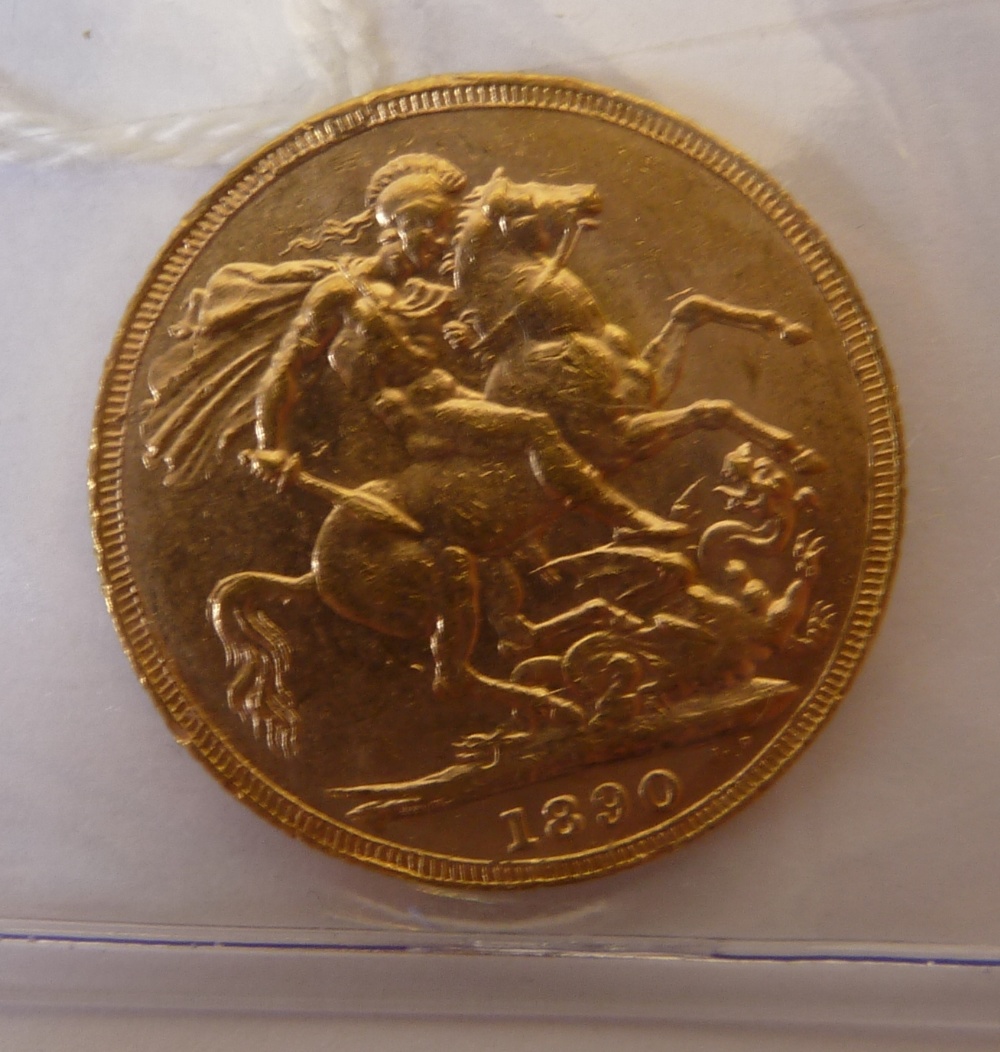 A QUEEN VICTORIA (1890) GOLD SOVEREIGN (uncirculated)