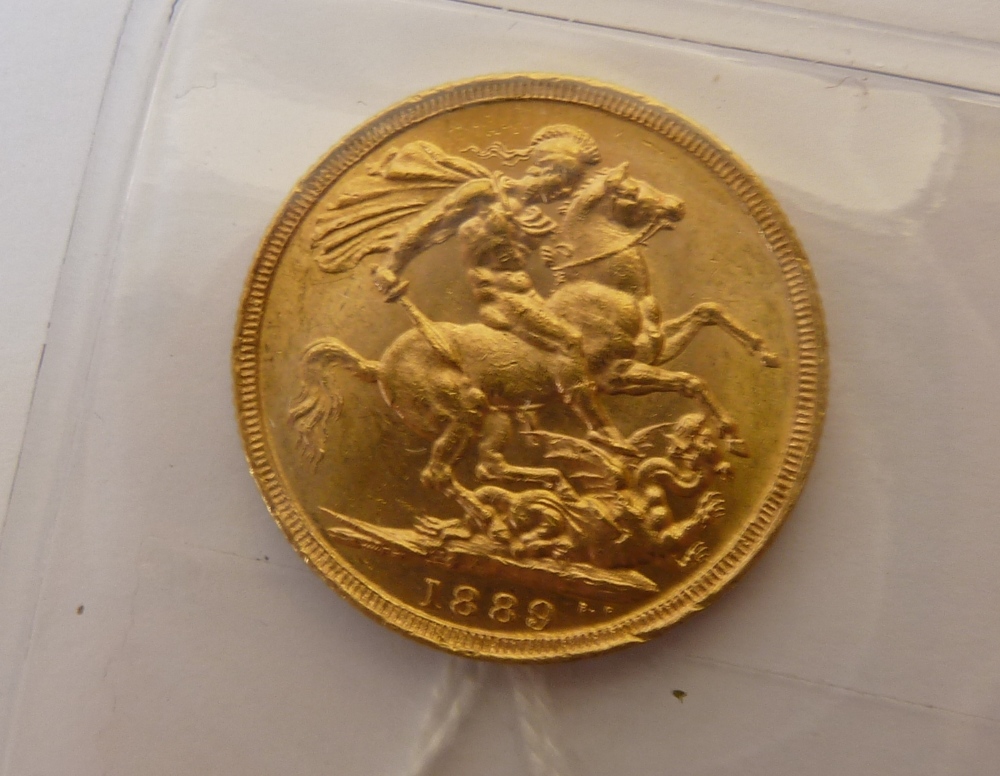 A QUEEN VICTORIA (1889) GOLD SOVEREIGN (uncirculated)