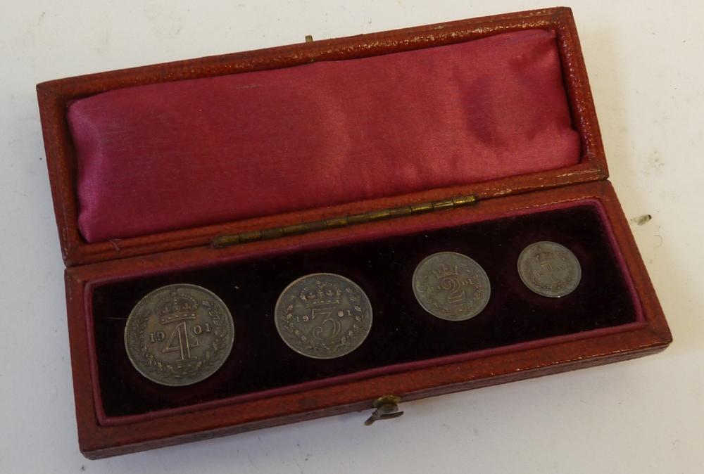 A VICTORIAN SILVER 1901 MAUNDY COIN SET, in case