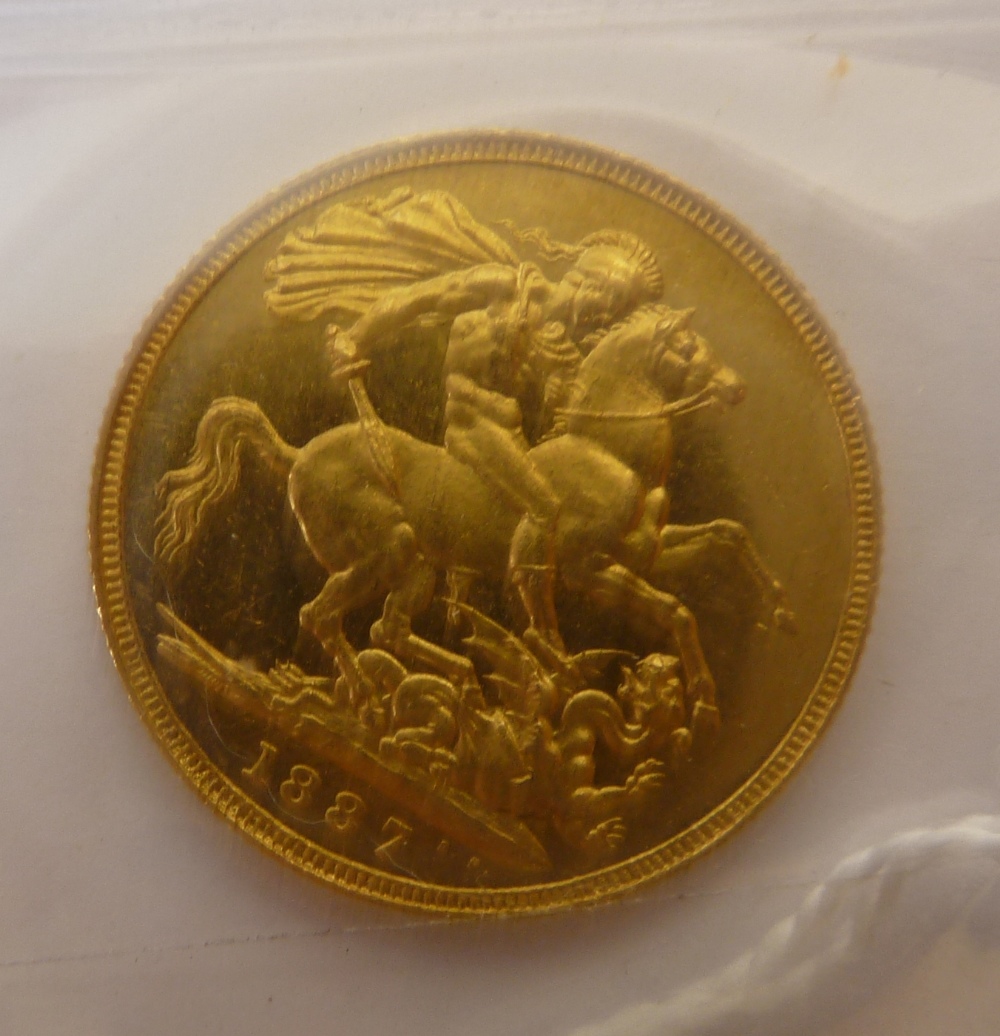 A QUEEN VICTORIA (1887) GOLD SOVEREIGN (uncirculated)