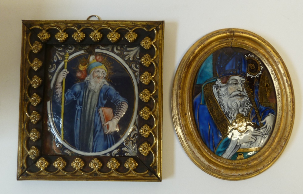 TWO SEVENTEENTH CENTURY LIMOGES ENAMEL ON COPPER PLAQUES, one of vertical rectangular form, the