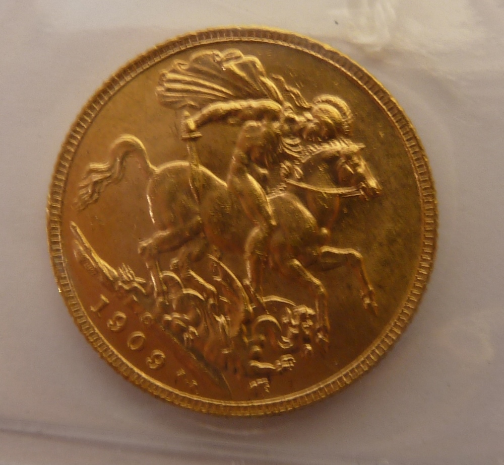 AN EDWARD VII (1909) GOLD SOVEREIGN, Canada Mint (extra fine)