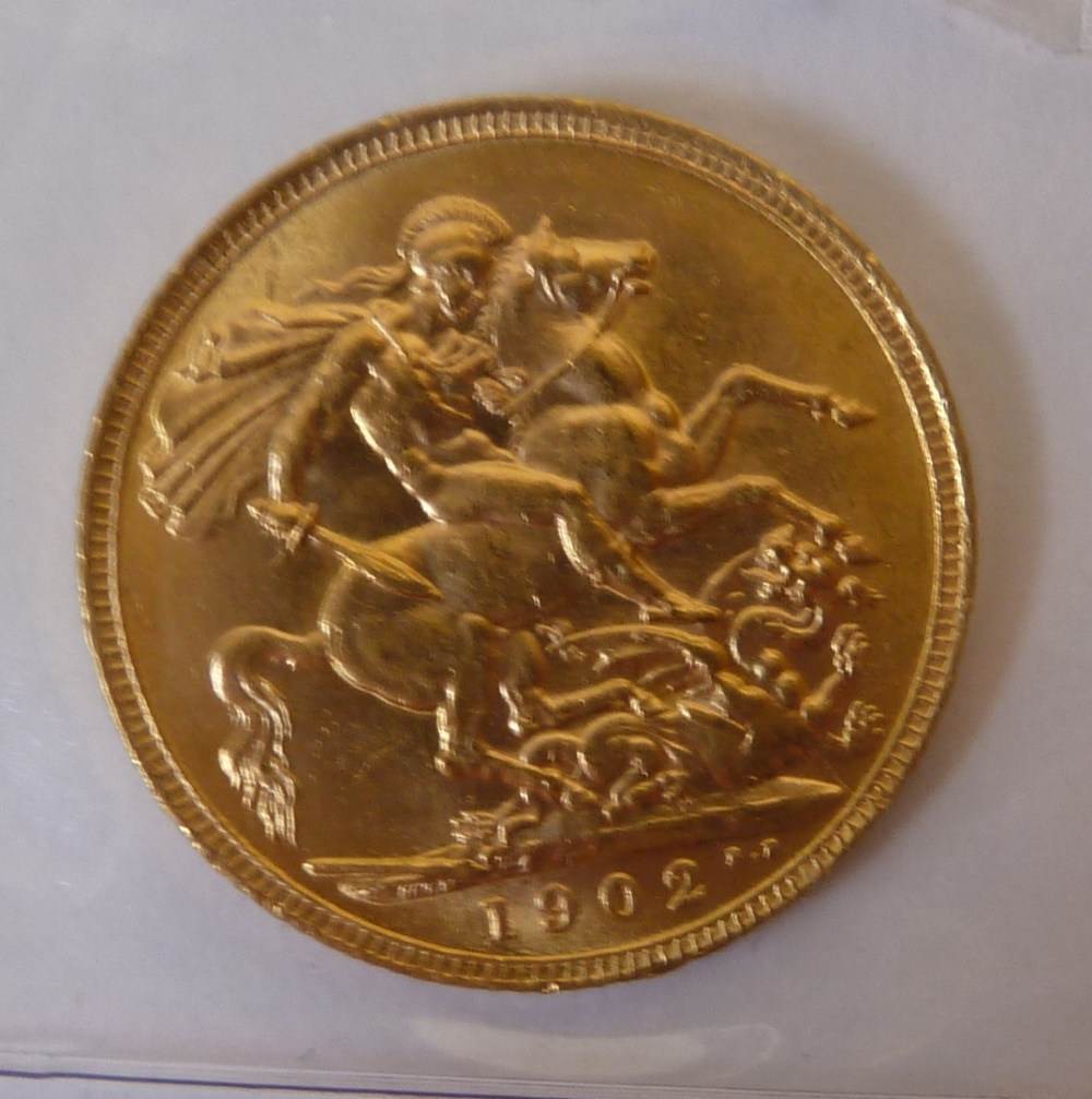 AN EDWARD VII (1902) GOLD SOVEREIGN (uncirculated)