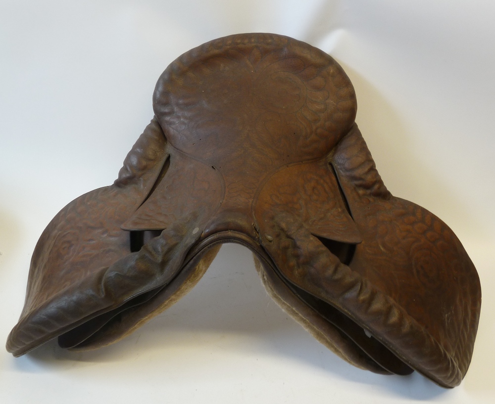 COCKMAN AND WINDMILL, LONDON - BENCRAFTS PATENT MID NINETEENTH CENTURY EMBOSSED LEATHER SADDLE, all
