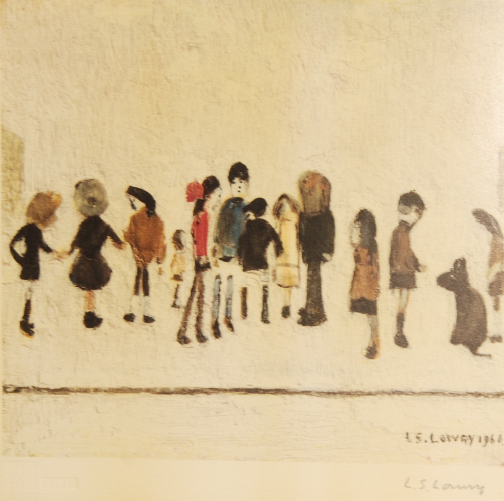 •LAURENCE STEPHEN LOWRY (1887-1976) ARTIST SIGNED COLOUR PRINT `Group of Children` an edition of 850