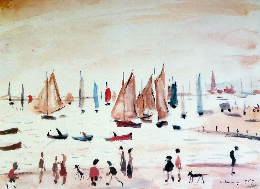 L.S. LOWRY (1887-1976) LIMITED EDITION COLOUR PRINT "Yachts" Unsigned, with guild stamp, 273/850