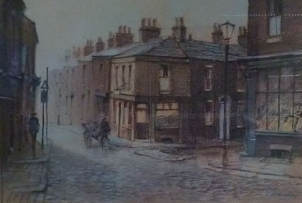 TOM BROWN PASTEL `Hankinson Street, Hanley Park` signed 10 1/2" x 15 1/2" (26.7 x 39.4cm)