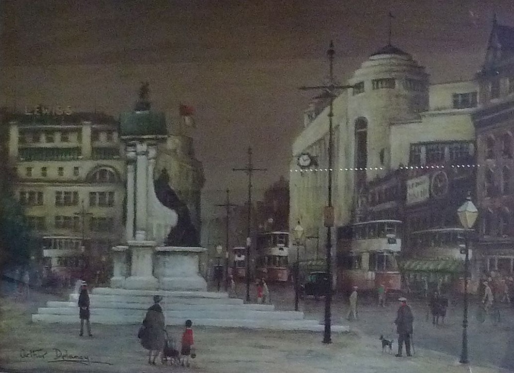 ARTHUR DELANEY ARTIST SIGNED LIMITED EDITION COLOUR PRINT Piccadilly, Manchester 499/500, signed